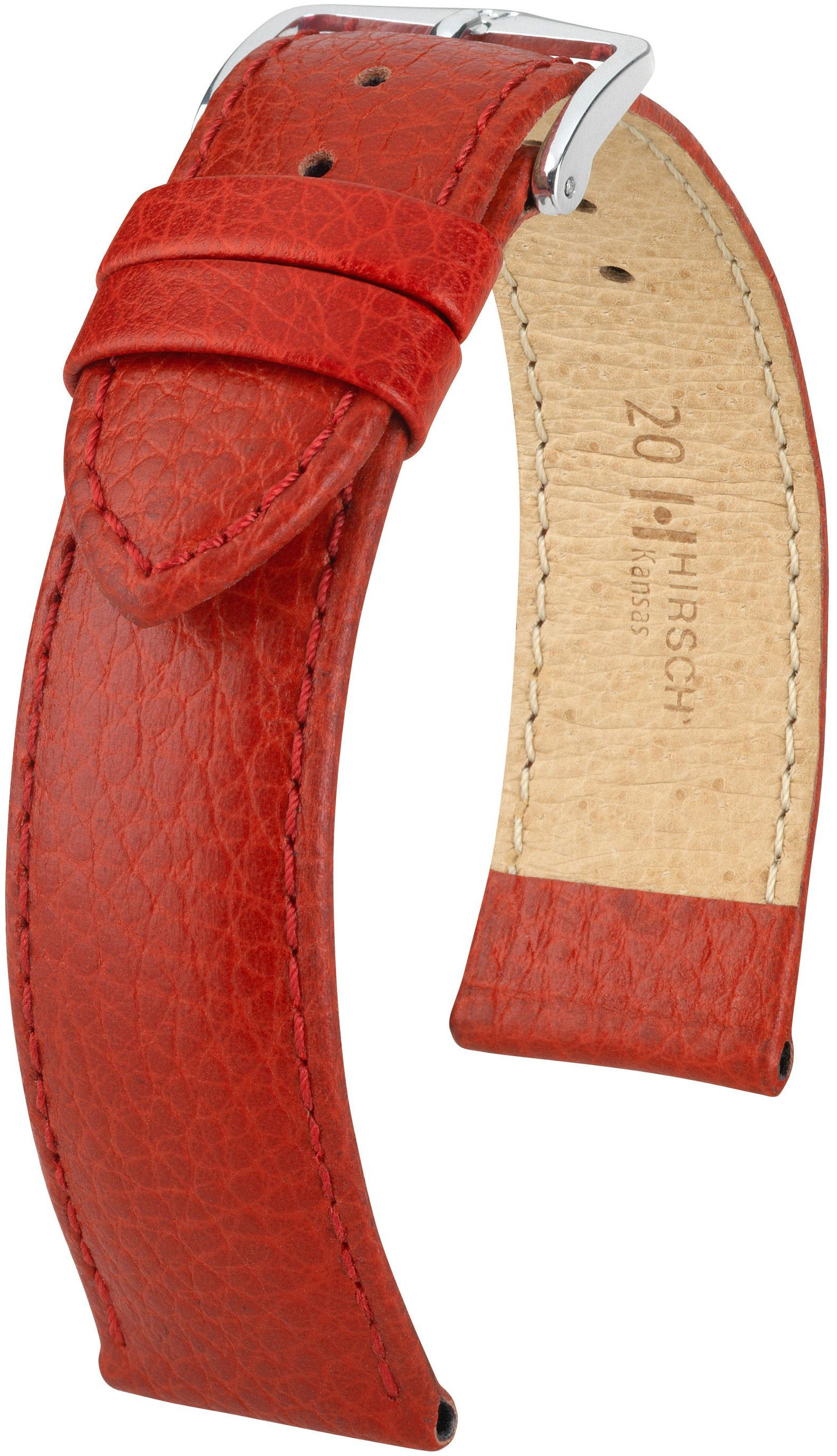 Červený kožený řemínek Hirsch Kansas L 01502020-2 (Teletina) 18 mm