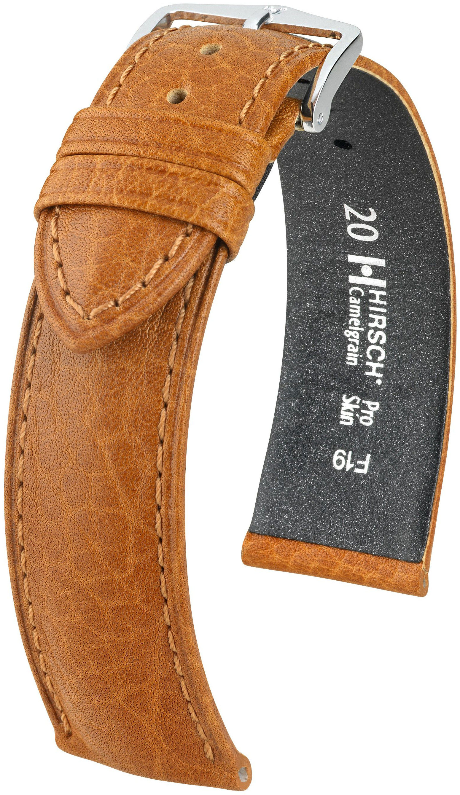 Hnědý kožený řemínek Hirsch Camelgrain XL 01009210-2 (Teletina) 18 mm