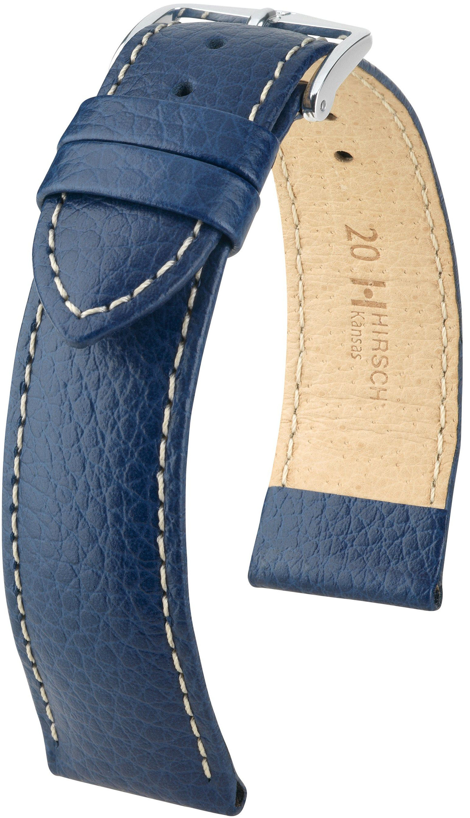 Modrý kožený řemínek Hirsch Kansas L 01502081-2 (Teletina) 16 mm