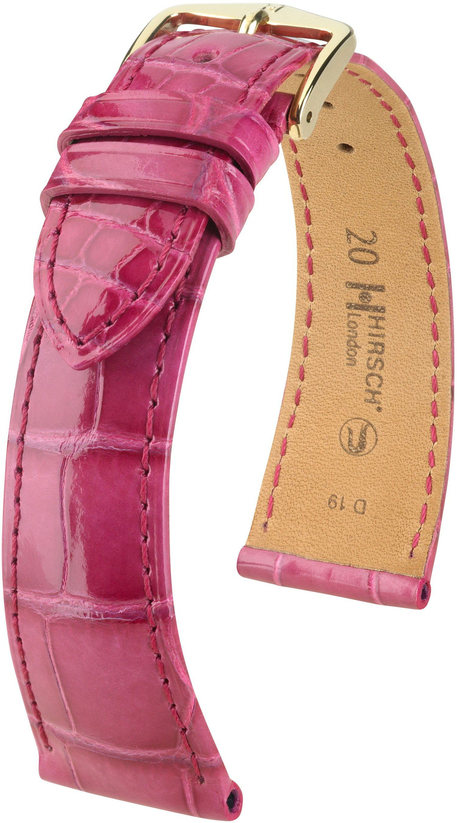 Růžový kožený řemínek Hirsch London M 04307124-1 (Aligátoří kůže) Hirsch selection 14 mm