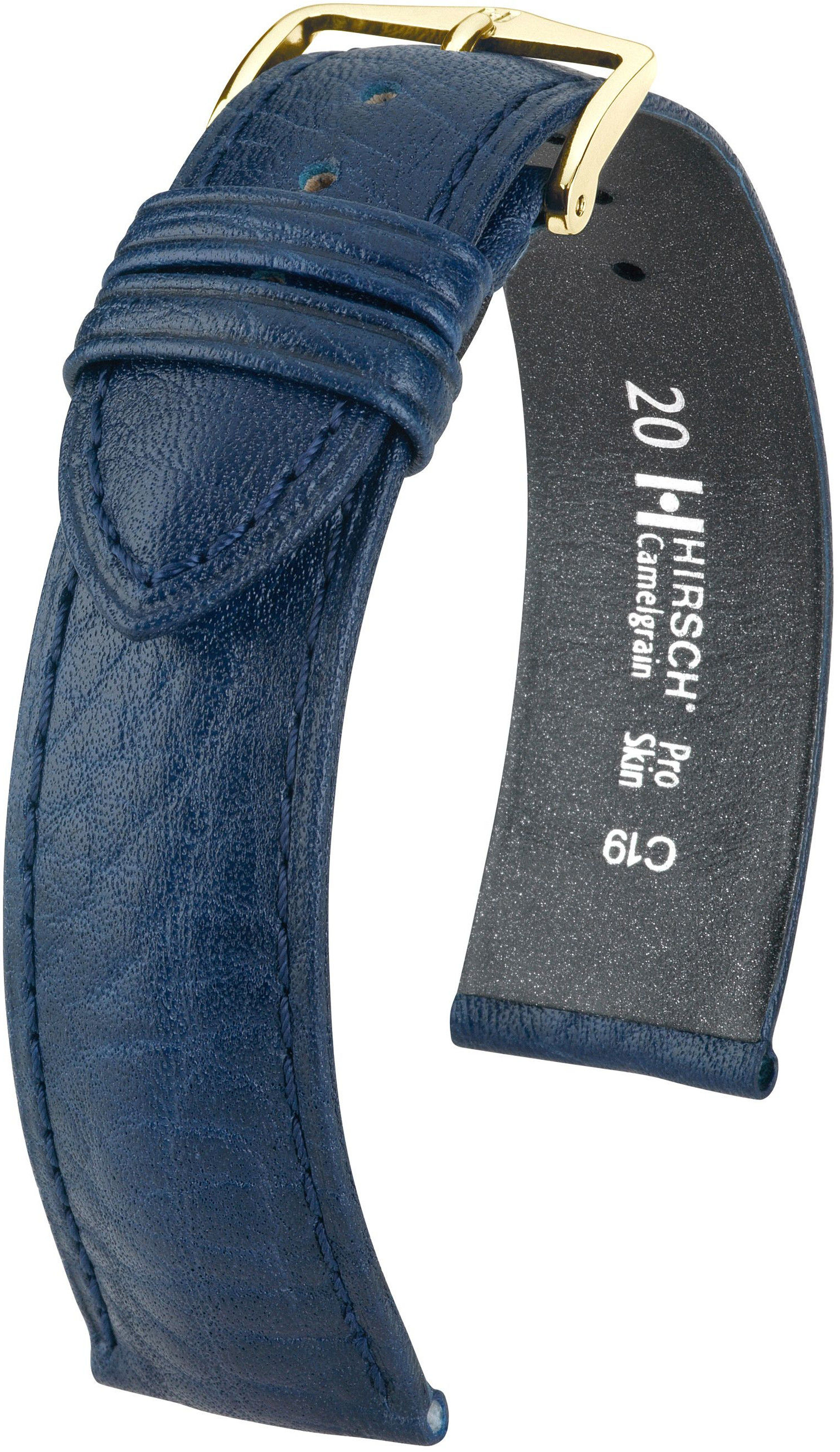 Tmavě modrý kožený řemínek Hirsch Camelgrain L 01009080-1 (Teletina) 16 mm