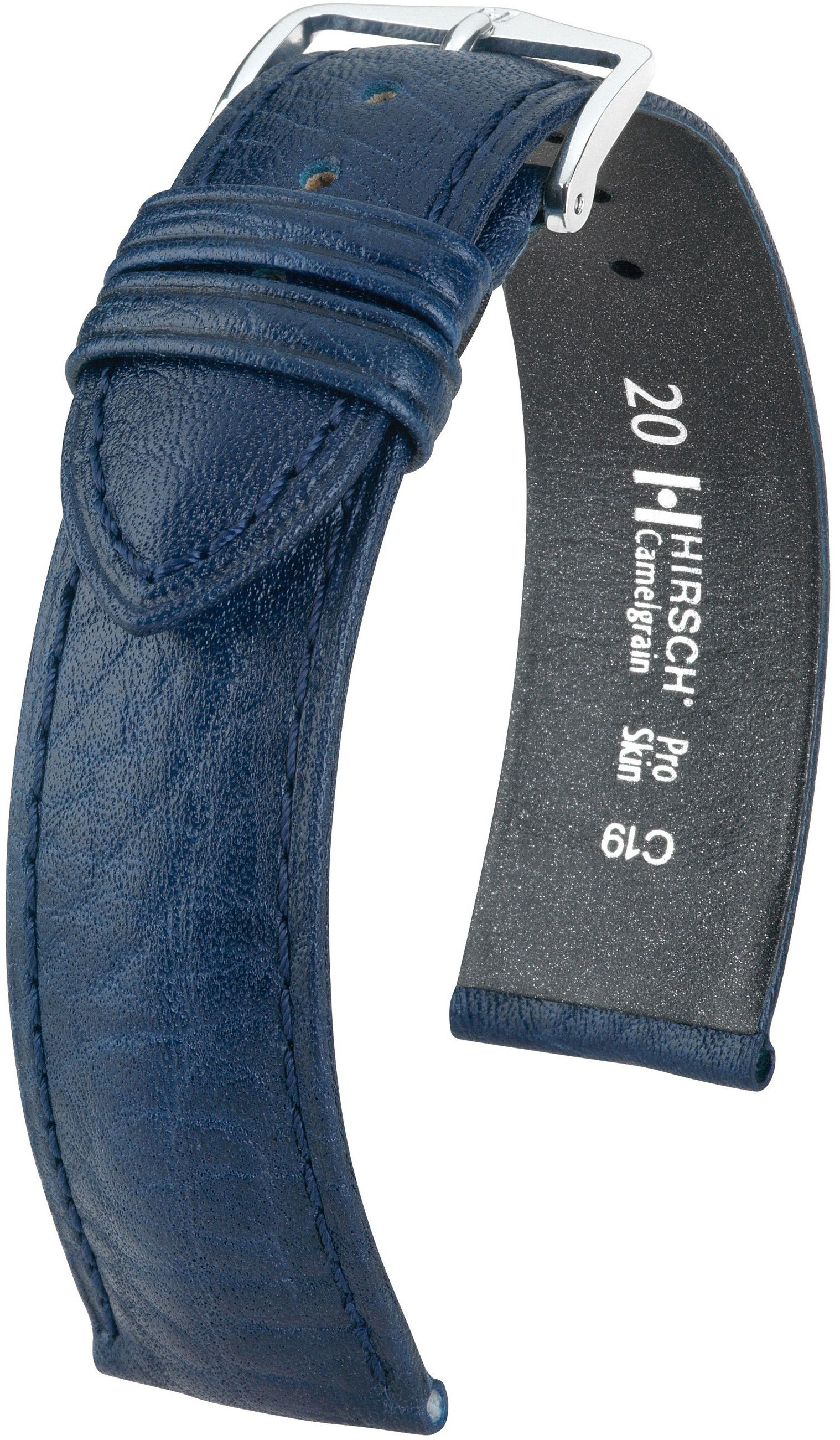 Tmavě modrý kožený řemínek Hirsch Camelgrain L 01009080-2 (Teletina) 20 mm