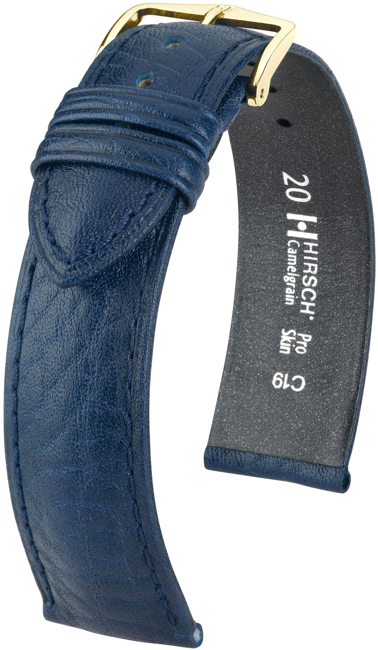 Tmavě modrý kožený řemínek Hirsch Camelgrain M 01009180-1 (Teletina) 12 mm