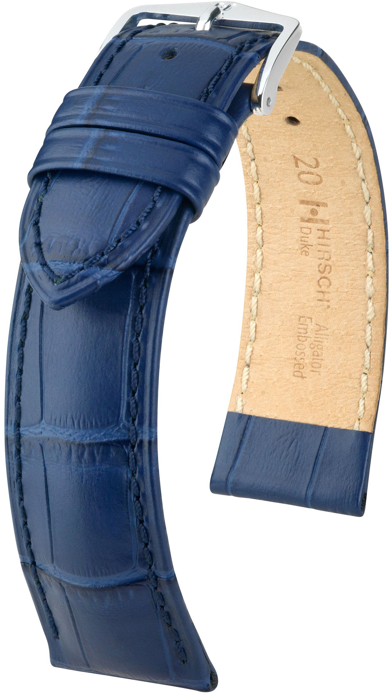 Tmavě modrý kožený řemínek Hirsch Duke M 01028180-2 (Teletina)