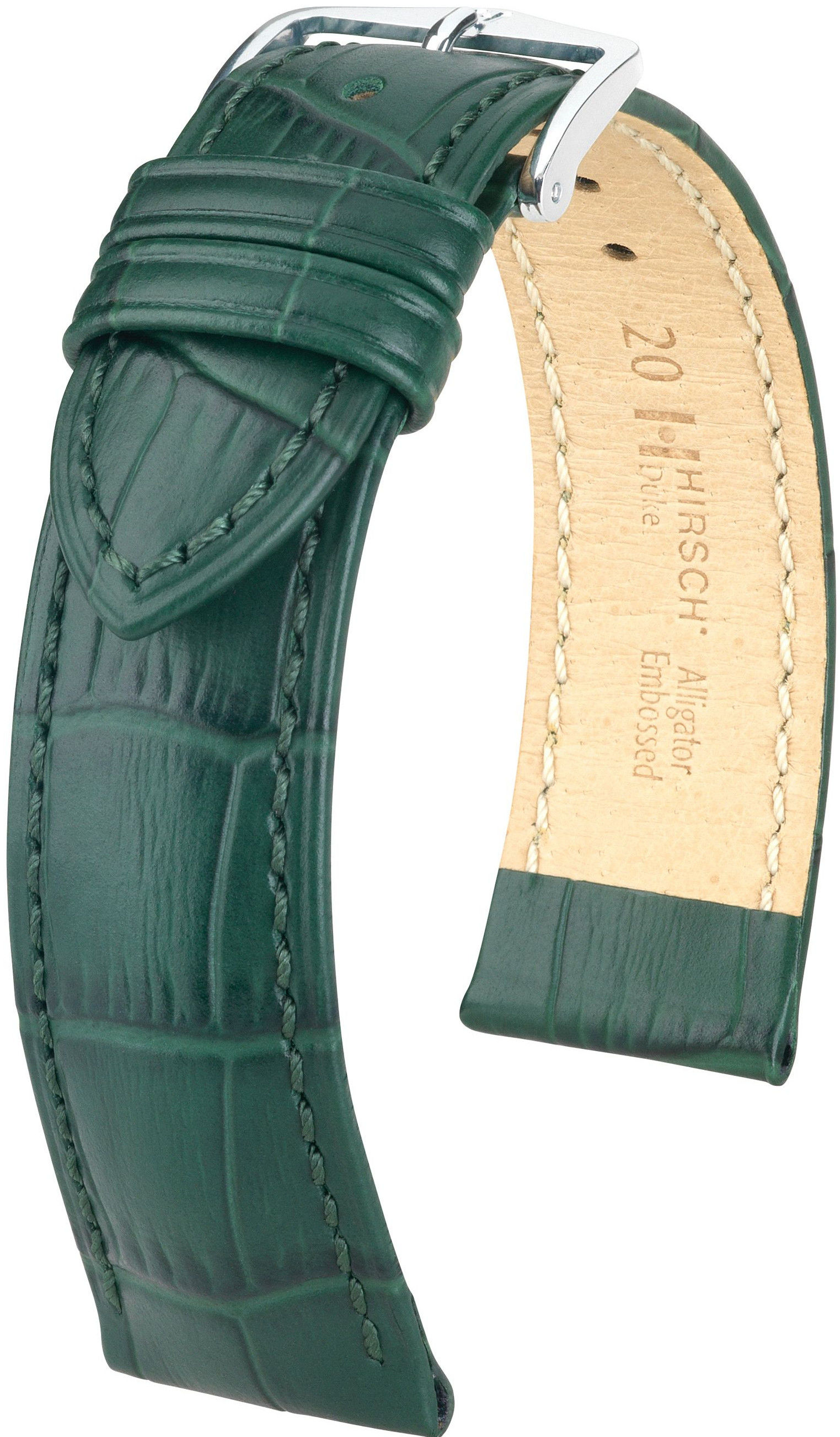 Zelený kožený řemínek Hirsch Duke L 01028040-2 (Teletina) 20 mm