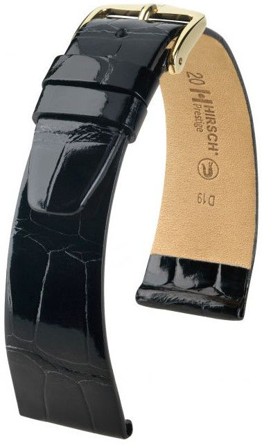 Černý kožený řemínek Hirsch Prestige L 02207050-1 (Aligátoří kůže) Hirsch Selection 17 mm