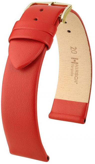 Červený kožený řemínek Hirsch Toronto M 03702120-1 (Teletina) 12 mm