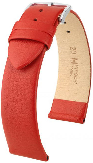 Červený kožený řemínek Hirsch Toronto M 03702120-2 (Teletina) 14 mm