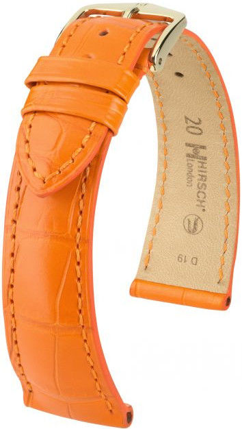Oranžový kožený řemínek Hirsch London M 04207176-1 (Aligátoří kůže) Hirsch Selection 17 mm