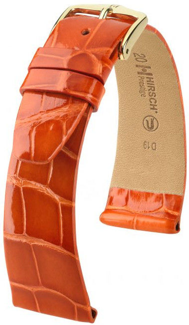 Oranžový kožený řemínek Hirsch Prestige L 02207077-1 (Aligátoří kůže) Hirsch Selection 17 mm