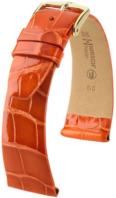 Oranžový kožený řemínek Hirsch Prestige M 02207177-1 (Aligátoří kůže) Hirsch Selection 12 mm