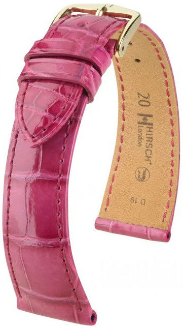 Růžový kožený řemínek Hirsch London L 04207024-1 (Aligátoří kůže) Hirsch Selection 20 mm (spona 16mm)