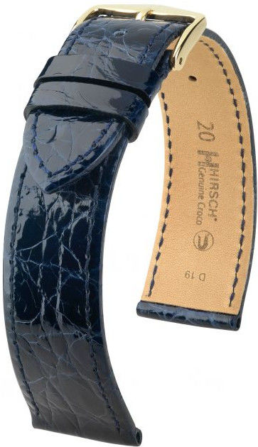 Tmavě modrý kožený řemínek Hirsch Genuine Croco L 01808080-1 (Krokodýlí kůže) Hirsch Selection 17 mm