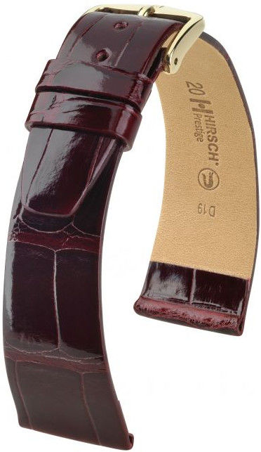 Vínový kožený řemínek Hirsch Prestige L 02207060-1 (Aligátoří kůže) Hirsch Selection 17 mm