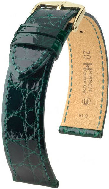 Zelený kožený řemínek Hirsch Genuine Croco L 01808040-1 (Krokodýlí kůže) Hirsch Selection 20 mm