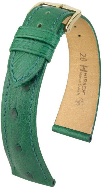 Zelený kožený řemínek Hirsch Massai Ostrich M 04262140-1 (Pštrosí kůže) Hirsch Selection 17 mm