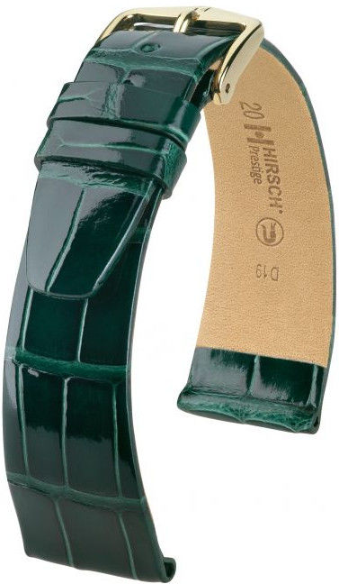 Zelený kožený řemínek Hirsch Prestige L 02207041-1 (Aligátoří kůže) Hirsch Selection 20 mm