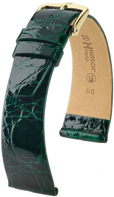 Zelený kožený řemínek Hirsch Prestige L 02208040-1 (Krokodýlí kůže) Hirsch Selection 20 mm