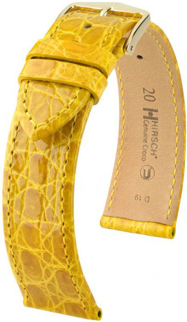 Žlutý kožený řemínek Hirsch Genuine Croco L 01808072-1 (Krokodýlí kůže) Hirsch Selection 17 mm