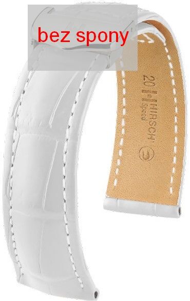 Bílý kožený řemínek Hirsch Speed 07507409-2 (Aligátoří kůže) Hirsch Selection 19 mm (spona 18 mm)