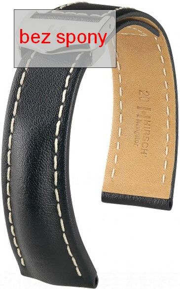 Černý kožený řemínek Hirsch Navigator 07002450-2 (Teletina) 18 mm (spona 16 mm)