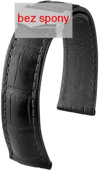 Černý kožený řemínek Hirsch Speed 07507459-2 (Aligátoří kůže) 22 mm (spona 18 mm)