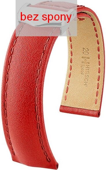 Červený kožený řemínek Hirsch Speed 07402420-2 (Teletina) Hirsch Selection 18 mm (spona 16 mm)