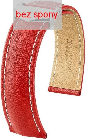 Červený kožený řemínek Hirsch Speed 07402421-2 (Teletina) Hirsch Selection 18 mm (spona 16 mm)