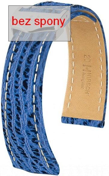 Modrý kožený řemínek Hirsch Navigator 07005485-2 (Žraločí kůže) Hirsch Selection 22 mm (spona 18 mm)