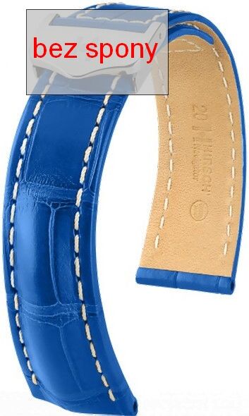 Modrý kožený řemínek Hirsch Navigator 07007485-2 (Aligátoří kůže) Hirsch Selection 18 mm (spona 16 mm)