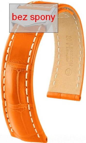 Oranžový kožený řemínek Hirsch Navigator 07007476-2 (Aligátoří kůže) Hirsch Selection 24 mm (spona 20 mm)