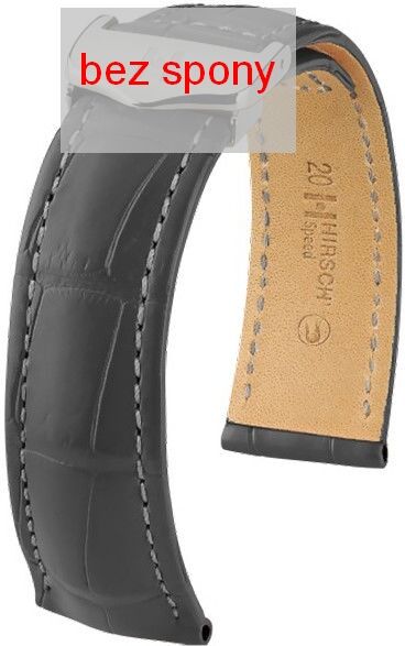 Šedý kožený řemínek Hirsch Speed 07407439-2 (Aligátoří kůže) Hirsch Selection 18 mm (spona 16 mm)