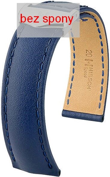Tmavě modrý kožený řemínek Hirsch Speed 07402480-2 (Teletina) Hirsch Selection 18 mm (spona 16 mm)