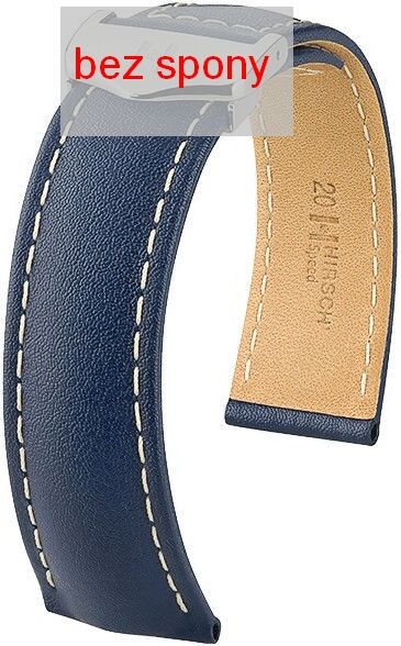 Tmavě modrý kožený řemínek Hirsch Speed 07402481-2 (Teletina) Hirsch Selection 18 mm (spona 16 mm)