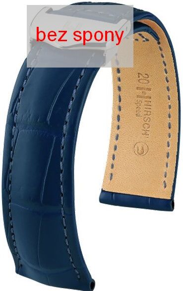 Tmavě modrý kožený řemínek Hirsch Speed 07407489-2 (Aligátoří kůže) Hirsch Selection 18 mm (spona 16 mm)