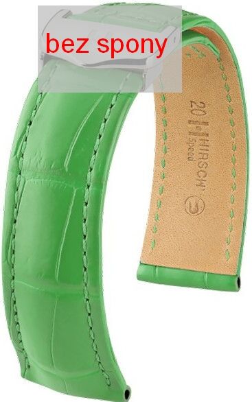 Zelený kožený řemínek Hirsch Speed 07407442-2 (Aligátoří kůže) Hirsch Selection 20 mm (spona 16 mm)