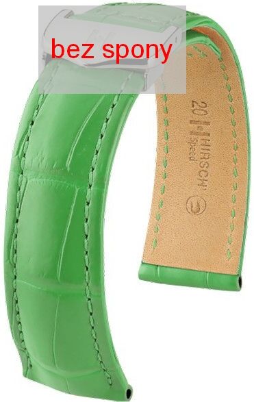 Zelený kožený řemínek Hirsch Speed 07507442-2 (Aligátoří kůže) Hirsch Selection 20 mm (spona 18 mm)