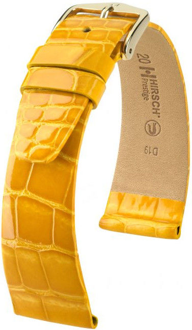 Žlutý kožený řemínek Hirsch Prestige L 02207073-1 (Aligátoří kůže) Hirsch Selection 17 mm