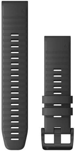 Řemínek Garmin QuickFit 22mm, silikonový, tmavě šedý, šedá přezka (Fenix 7/6/5, Epix 2 aj.)