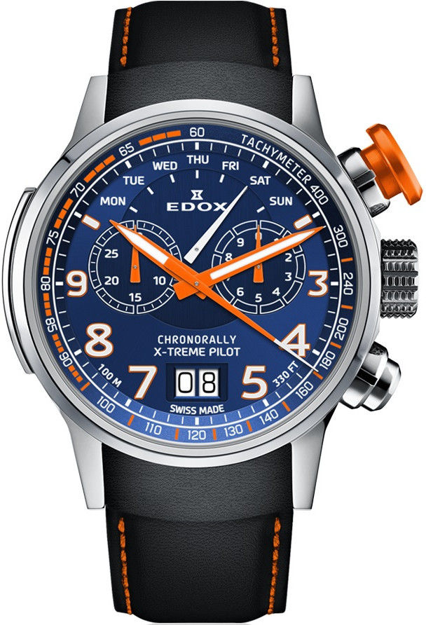 edox men's 38001 tin ain chronorally analog display swiss quartz black watch