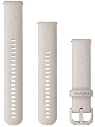 Řemínek Garmin Quick Release 20mm, silikonový, béžový, bílá přezka (Venu, Venu Sq, Venu 2 plus aj.) + prodloužená část
