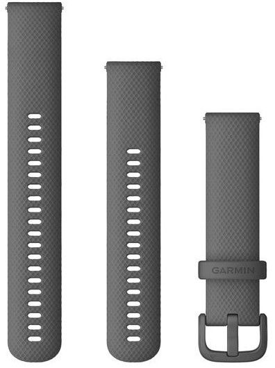 Řemínek Garmin Quick Release 20mm, silikonový, šedý, černá přezka (Venu, Venu Sq, Venu 2 plus aj.) + prodloužená část