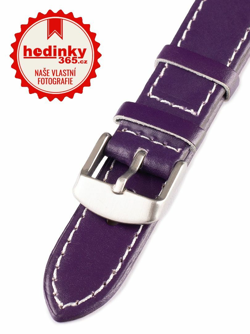 Unisex kožený fialový řemínek k hodinkám W-00-H 18 mm