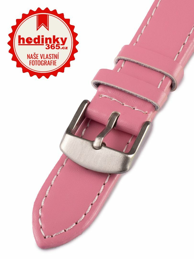 Unisex kožený růžový řemínek k hodinkám W-00-G 18 mm