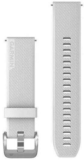 Řemínek Garmin Quick Release 20mm, silikonový, bílý, stříbrná přezka (Venu Sq, Venu 2 plus aj.)