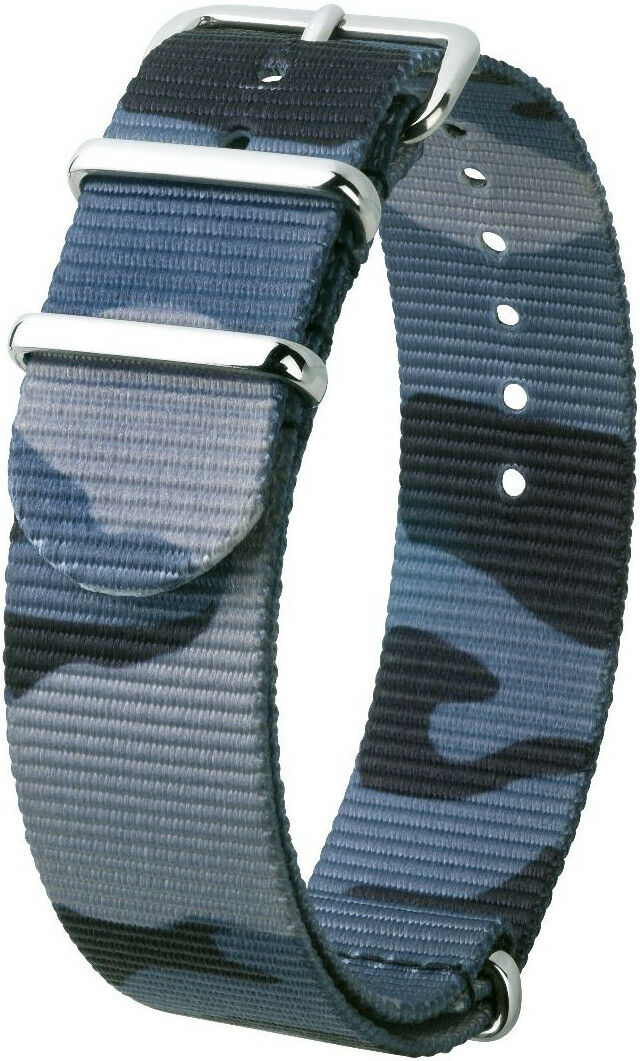 Modrý maskáčový textilní NATO řemínek Hirsch Rush L 40406038-2 (Nylon) 20 mm