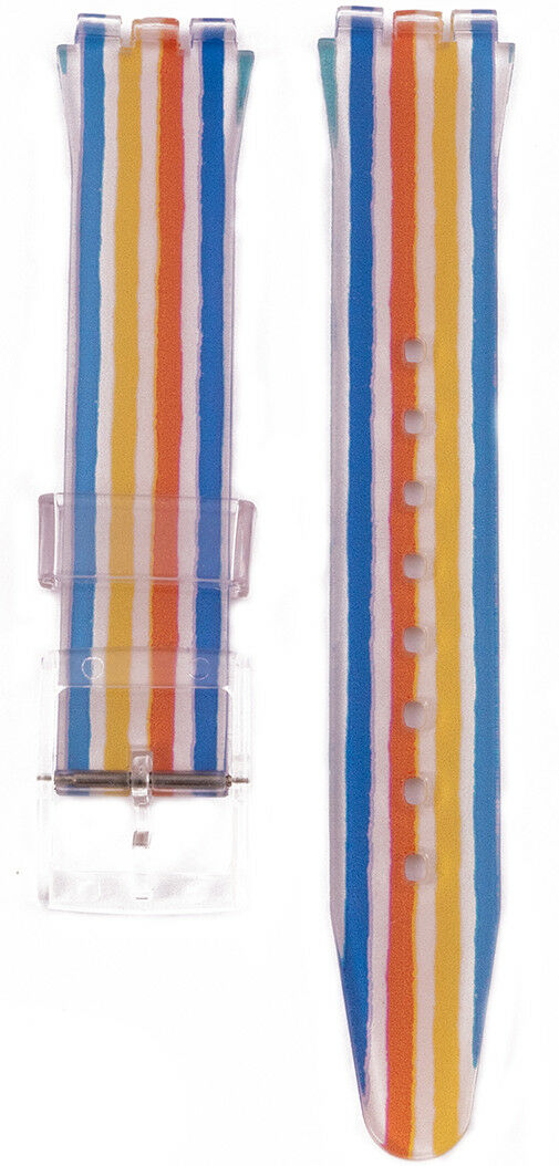 Dámský bílý silikonový řemínek s barevným motivem C16 pro hodinky Swatch 17mm