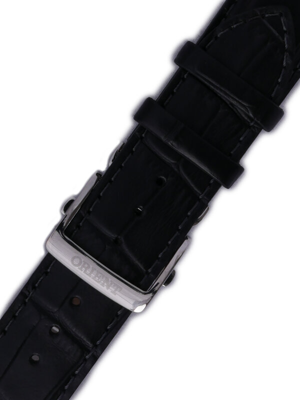 Řemínek Orient UDEZASB, kožený černý, stříbrná přezka (pro model FFM03)