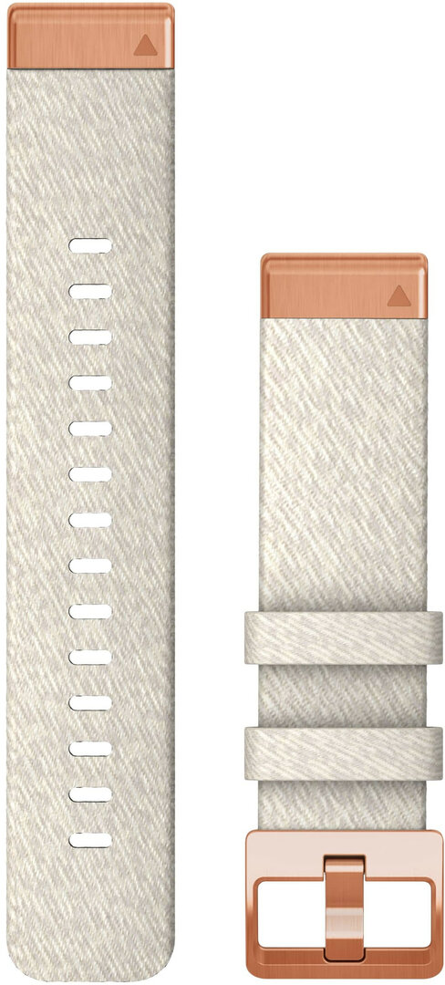 Řemínek Garmin QuickFit 20mm, nylonový, bílý, rosegold přezka (Fenix 7S/6S/5S)