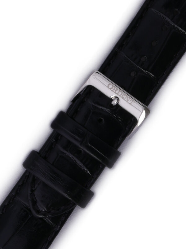 Řemínek Orient UDFJBSB, kožený černý, stříbrná přezka (pro model FAG00)